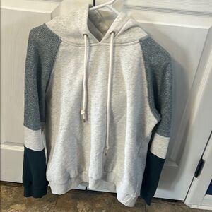 Women’s Skies are Blue Gray and Blue Colorblock Hoodie